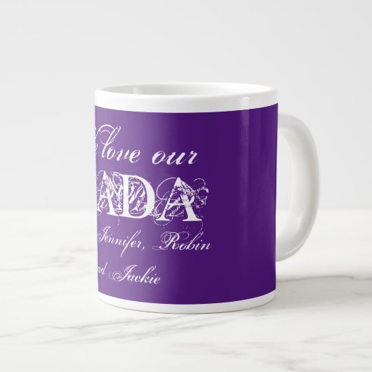 Wir Liebe unsere Dada Niedlich Personalisiert Lila Jumbo-Tasse (Vorderseite Rechts)