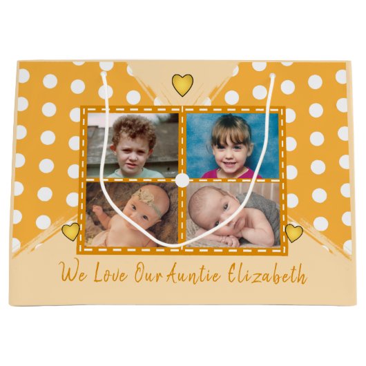 Wir Liebe unsere Tante Fotos umarmt gelben Geburts Große Geschenktüte (Vorderseite)