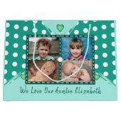 Wir Liebe unsere Tante Fotos umarmt grünen Geburts Große Geschenktüte (Vorderseite)