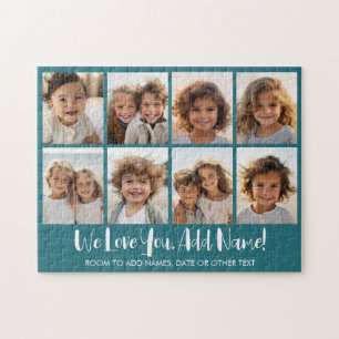 Wir lieben dich - 8-Foto-Collage - Tiefes Tealblau Puzzle