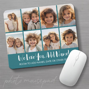 Wir lieben Dich - 8 Fotos Collage - Tiefes Teal Bl Mousepad