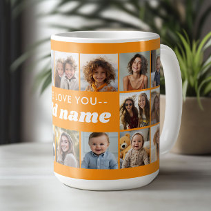 Wir lieben dich ADD NAME - 18 Foto-Collage Kaffeetasse