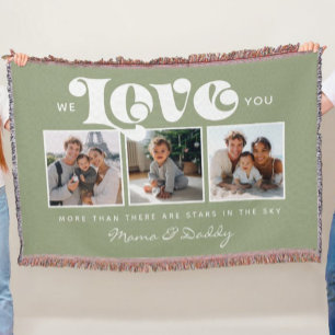 Wir lieben Dich Baby Geburtstags Familien-Fotocoll Decke