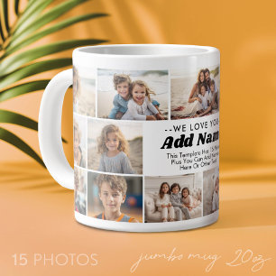 Wir lieben dich - Benutzerdefinierter Name - 15-Fo Jumbo-Tasse