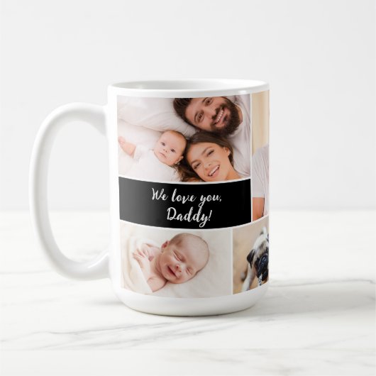 Wir lieben dich, Daddy! Dad-Fotocollage Kaffeetasse (Links)