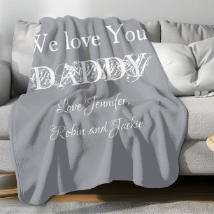 'Wir lieben Dich Daddy' von...  Sanftes Grau & Wei Fleecedecke
