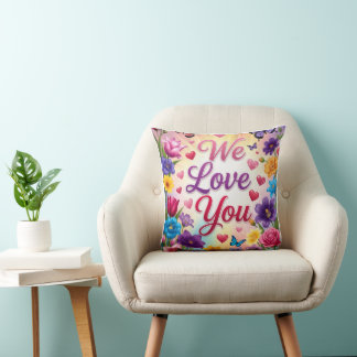 Wir lieben dich Floral Butterfly Kunstprint Kissen