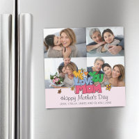 Wir lieben dich Mama 4 Fotos Magnetkarte