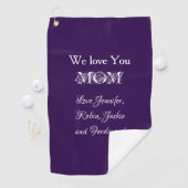 'Wir lieben Dich Mama' aus...Elegant Script Lila Golfhandtuch (Insitu)