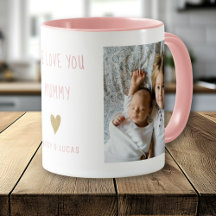Wir lieben dich Mummy 2 Foto Personalisiert Rosa