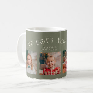 Wir lieben dich Oma 4-Foto Salbeigrün Kaffeetasse