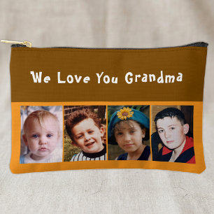 Wir lieben dich Oma 4 Fotos braun orange Zubehörtasche