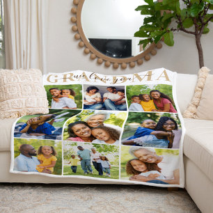 Wir lieben dich Oma Brown Fotocollage Fleecedecke