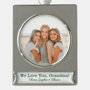 Wir lieben dich, Oma Foto Banner-Ornament Silber