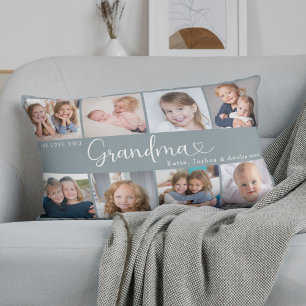 Wir lieben dich Oma Foto-Collage Herz Schrift Lendenkissen