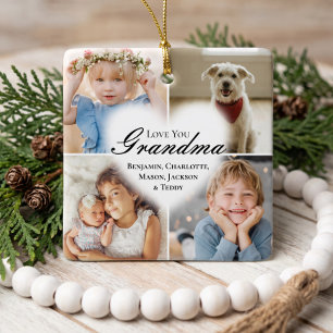 Wir lieben dich, Oma - Herz - Enkelkinder Fotocoll Keramikornament