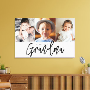 Wir lieben dich Oma Individuelle Enkelkinder Fotos Leinwanddruck
