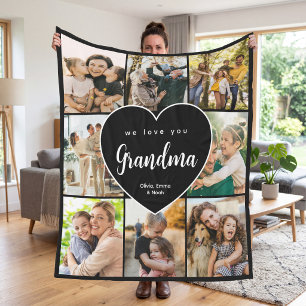 Wir lieben dich Oma Personalisierte 8-Foto-Collage Fleecedecke