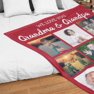 Wir lieben dich Oma und Opa Fotocollage Fleecedecke
