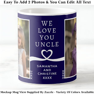 Wir lieben dich Onkel 2 Foto individuell Navy Mode Kaffeetasse
