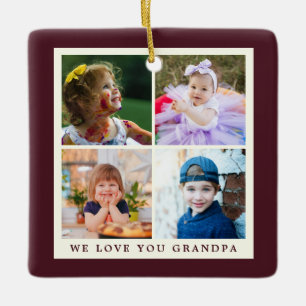 Wir lieben dich Opa 4 Foto Weihnachten Burgund Keramikornament