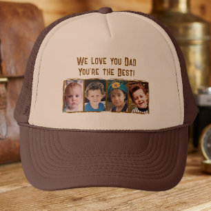 Wir lieben dich Papa 4 Fotos beige braun Truckerkappe