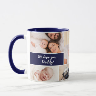 Wir lieben dich, Papa! Erstes Vatertags-Foto Blau Tasse