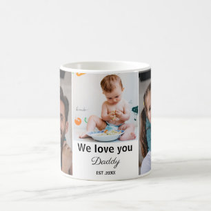 Wir lieben dich Papa EST Fotocollage minimalist  Kaffeetasse