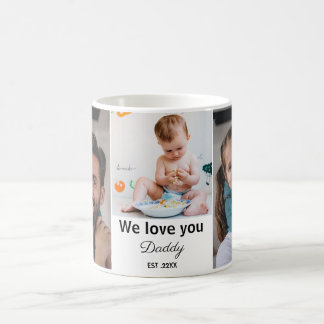 Wir lieben dich Papa EST Fotocollage minimalist Kaffeetasse