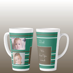 Wir lieben dich Papa grün und braun mit Fotos Milchtasse