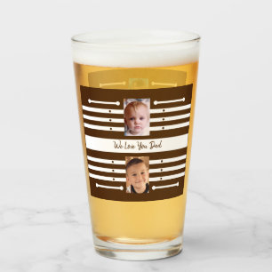 Wir lieben dich Papa Kinderfotos braunes Bier Glas
