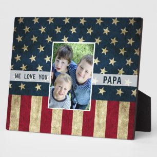 Wir lieben dich Papa Militär Amerikanische Flagge Fotoplatte
