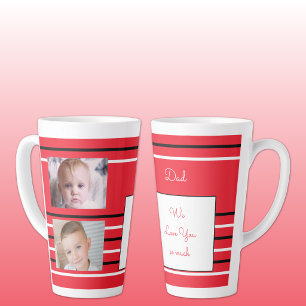 Wir lieben dich Papa rot und schwarz mit Fotos Milchtasse