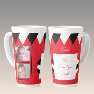 Wir lieben dich Papa rot und schwarz mit Fotos Milchtasse