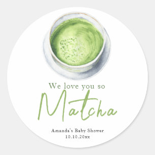 Wir lieben dich so Matcha Baby Shower Runder Aufkleber