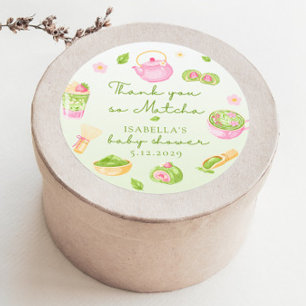 Wir lieben dich so sehr Matcha Baby Girl Shower Runder Aufkleber