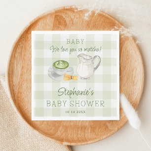 Wir lieben dich so sehr Matcha Green Gingham Baby  Serviette
