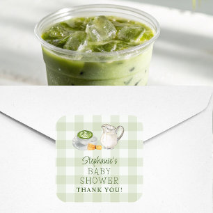 Wir lieben dich so sehr Matcha Grün Gingham Babypa Quadratischer Aufkleber