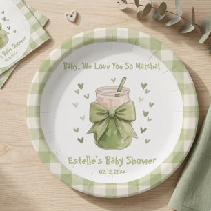 Wir lieben dich so sehr Matcha-Grüngee Baby Shower Pappteller