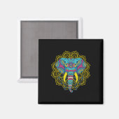 Wir Lieben Elefanten Elephant Mandala Muster Indi Magnet (Vorderseite/Rückseite)