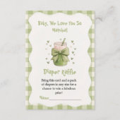 Wir lieben euch so Matcha Gingham Windel-Raffle Begleitkarte (Vorderseite)