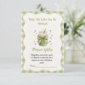 Wir lieben euch so Matcha Gingham Windel-Raffle Begleitkarte (Stehend Vorderseite)