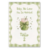 Wir lieben euch so sehr Matcha Bow Green Gingham Tischnummer (Vorderseite)