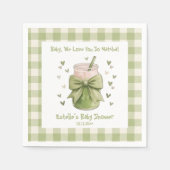 Wir lieben euch so sehr Matcha Grün Bow Gingham Serviette (Vorderseite)