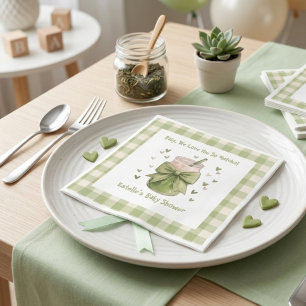 Wir lieben euch so sehr Matcha Grün Bow Gingham Serviette