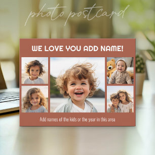 Wir lieben Papa oder Opa - 5 Fotos Collage Postkarte