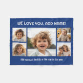 Wir lieben Papa oder Opa - 5er Fotocollage Fleecedecke (Vorderseite (Horizontal))