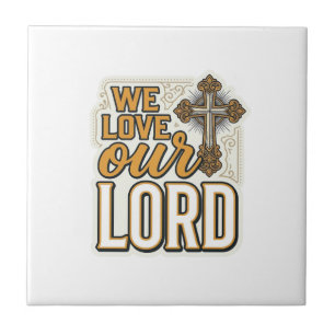 Wir lieben unseren Herrn Vintage-Kreuz-Christen-Sh Fliese