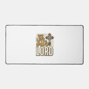 Wir lieben unseren Herrn Vintage-Kreuz-Christen-Sh Schreibtischunterlage