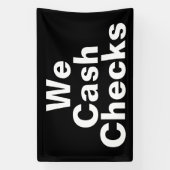 Wir lösen Schecks ein Schwarzes Geschäftsvorlage Banner (Vertikal)